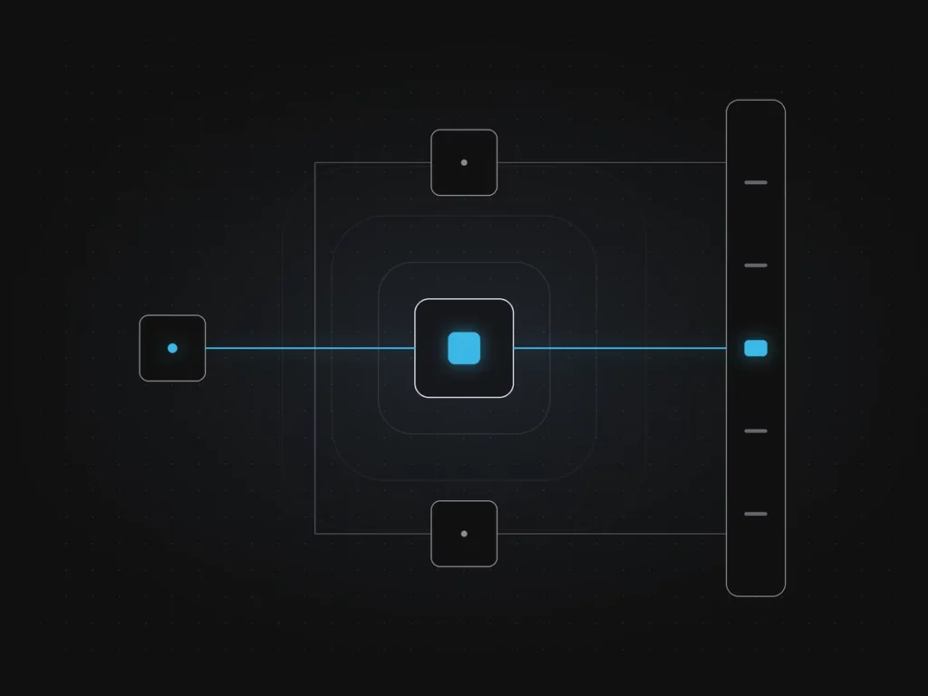 Schéma d’architecture en couches : un client, trois services et une base de données